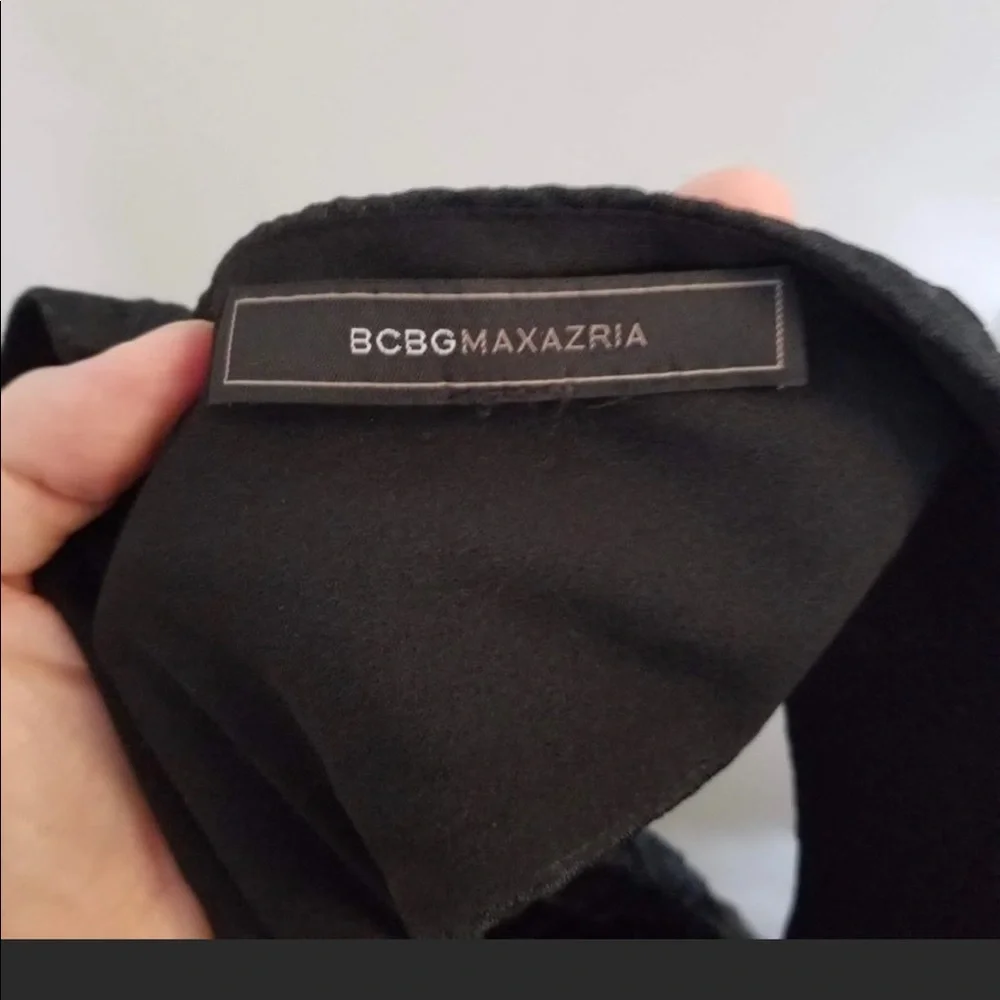 BCBG MaxAzria Black Sleeveless Jamysen Feather Trim Jacquard Mini Dress Size 0 - Picture 6 of 11